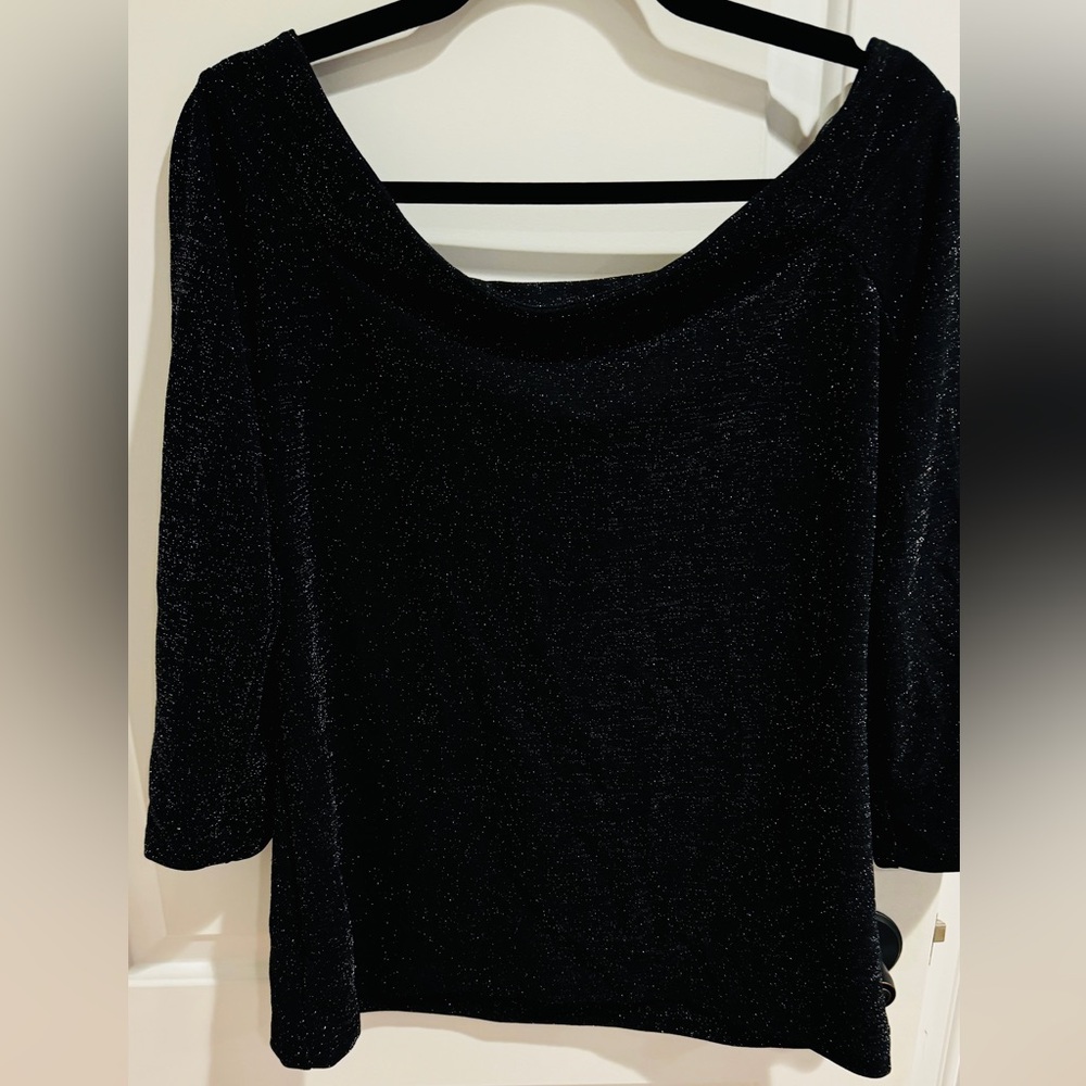 Sparkling black off cold shoulder top